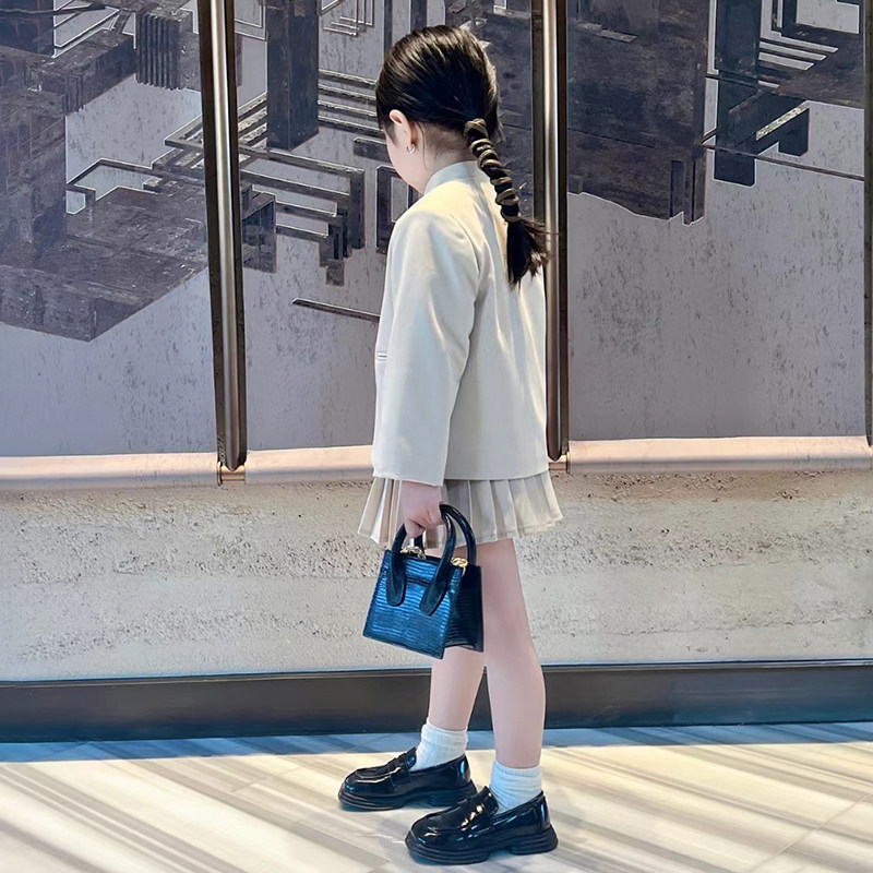春款新款女童中国风套装儿童汉服长袖上衣裙子两件套外套半身裙