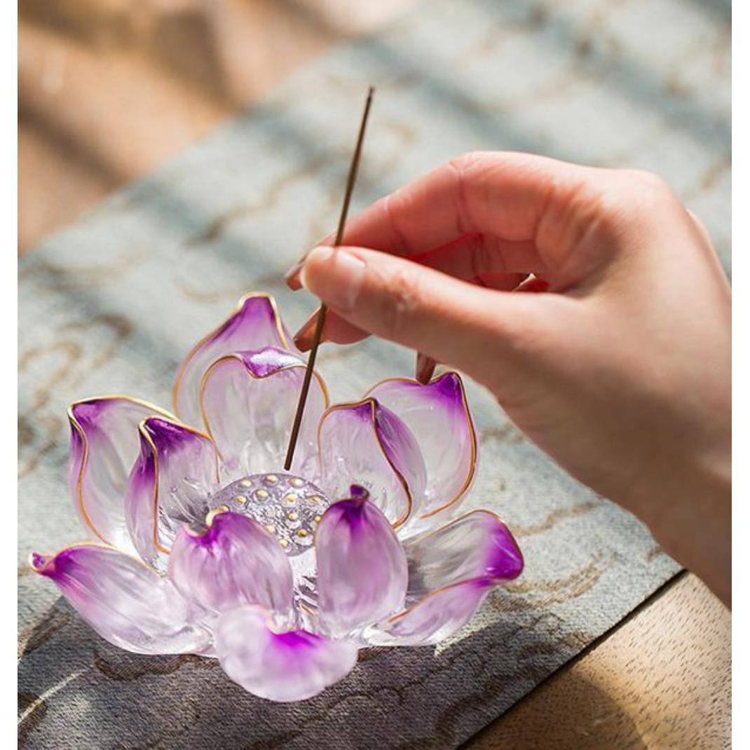 心缘堂琉璃莲花香插净水金莲（可以做香插，也可以做烛台）
