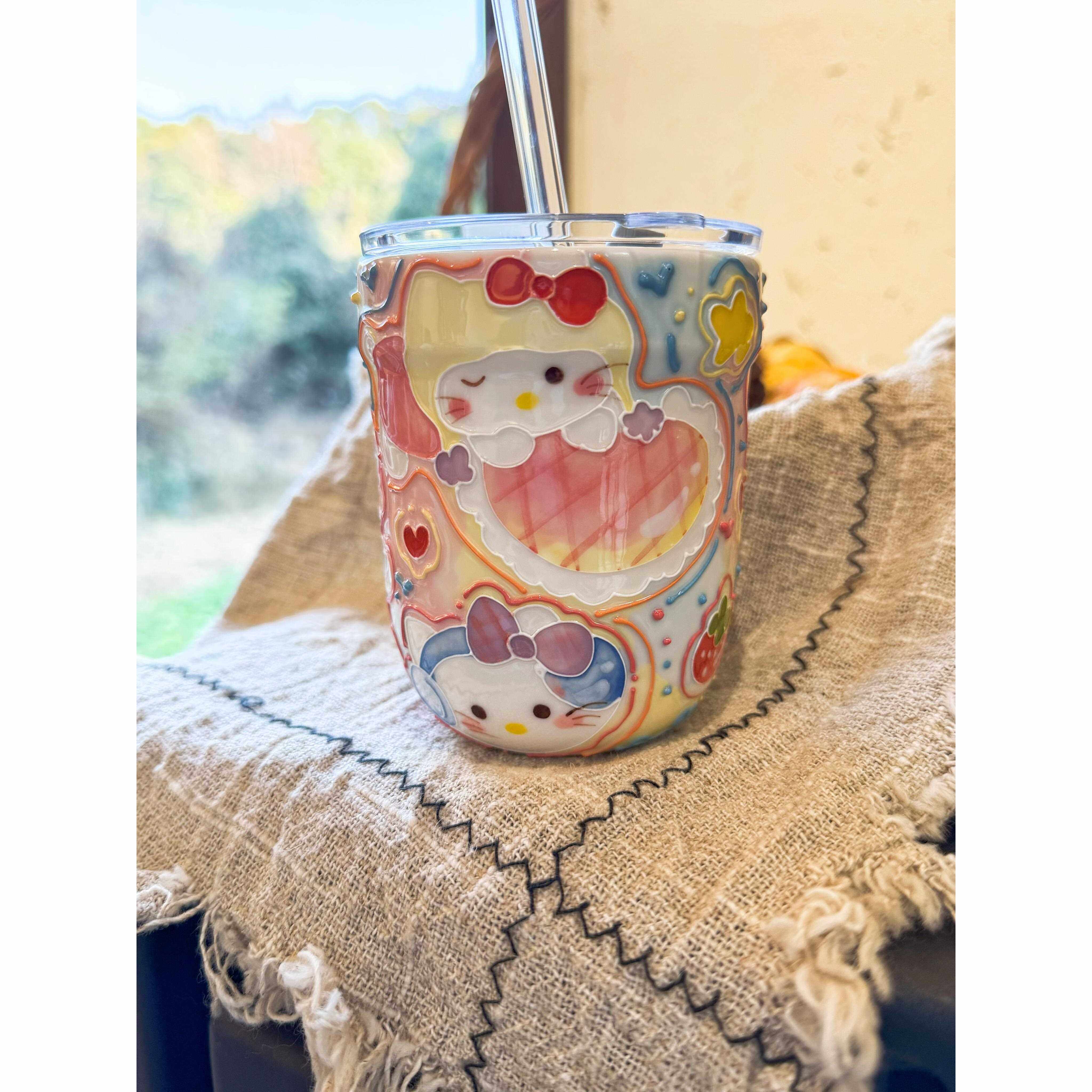 慧谷湖 手绘Hello Kitty猫随行杯玉泥高温釉下彩居家办公送礼精致