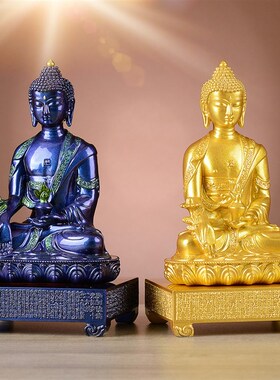 铜药师琉璃光如来佛像浮雕药师灌顶真言12大愿供奉摆件家居佛具