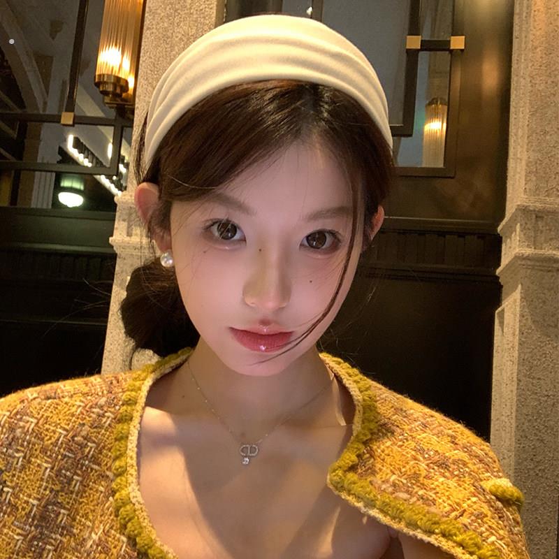 白色宽边发箍女高颅顶日常外戴不勒头压发洗脸发箍发夹高级感发饰
