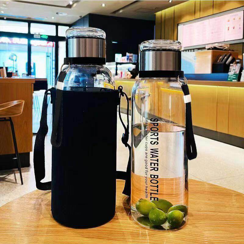 吨吨玻璃杯男士水杯运动茶水分离杯大容量加厚大肚杯便携车载杯子