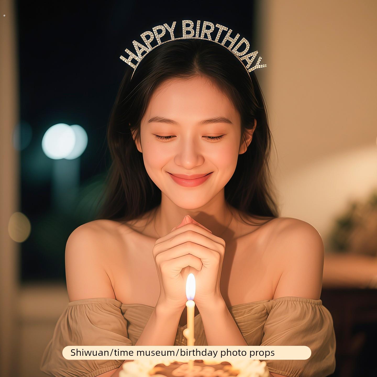 网红生日快乐发箍头饰女神生日派对皇冠头发箍装饰拍照道具仪式感