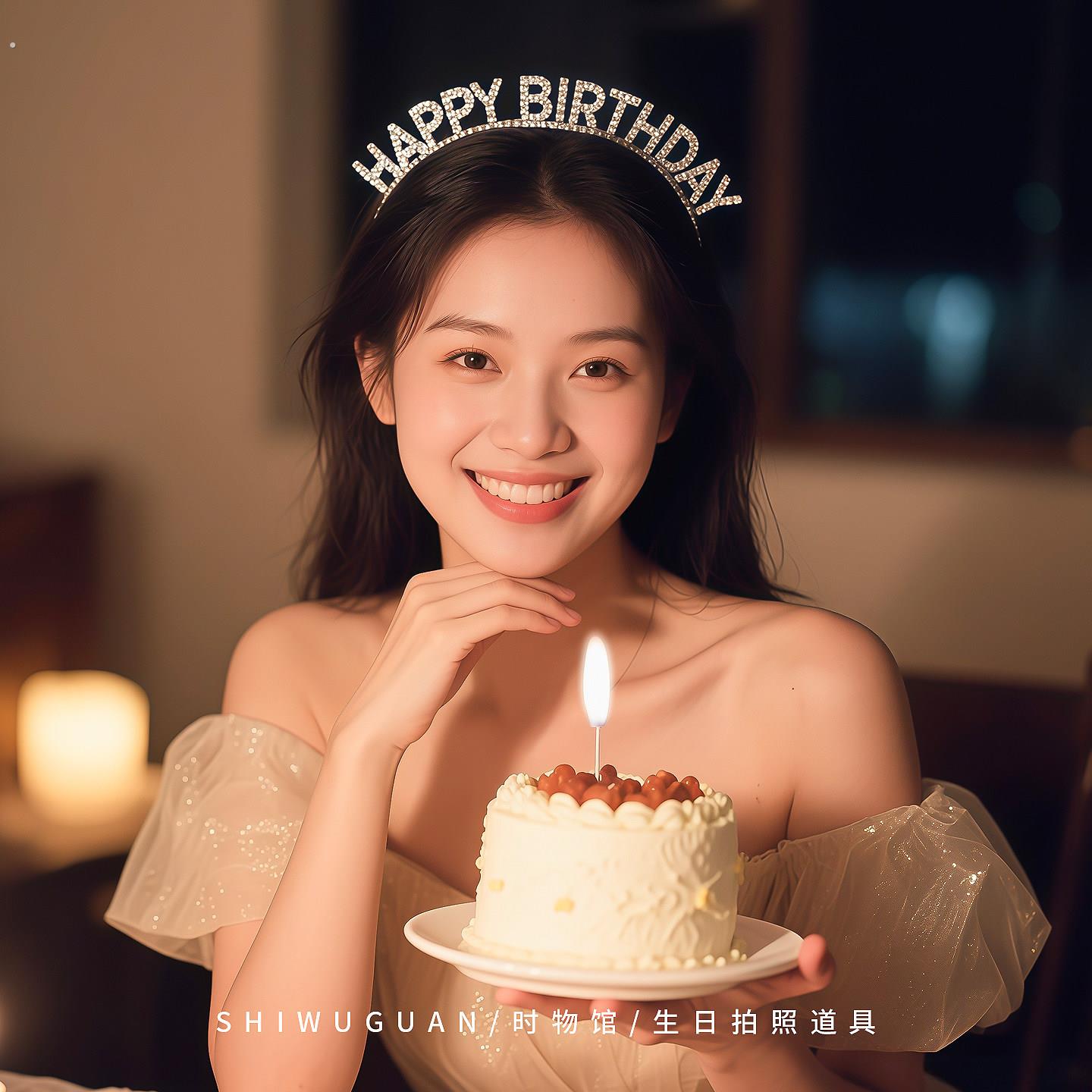 网红生日快乐发箍头饰女神生日派对皇冠头发箍装饰拍照道具仪式感
