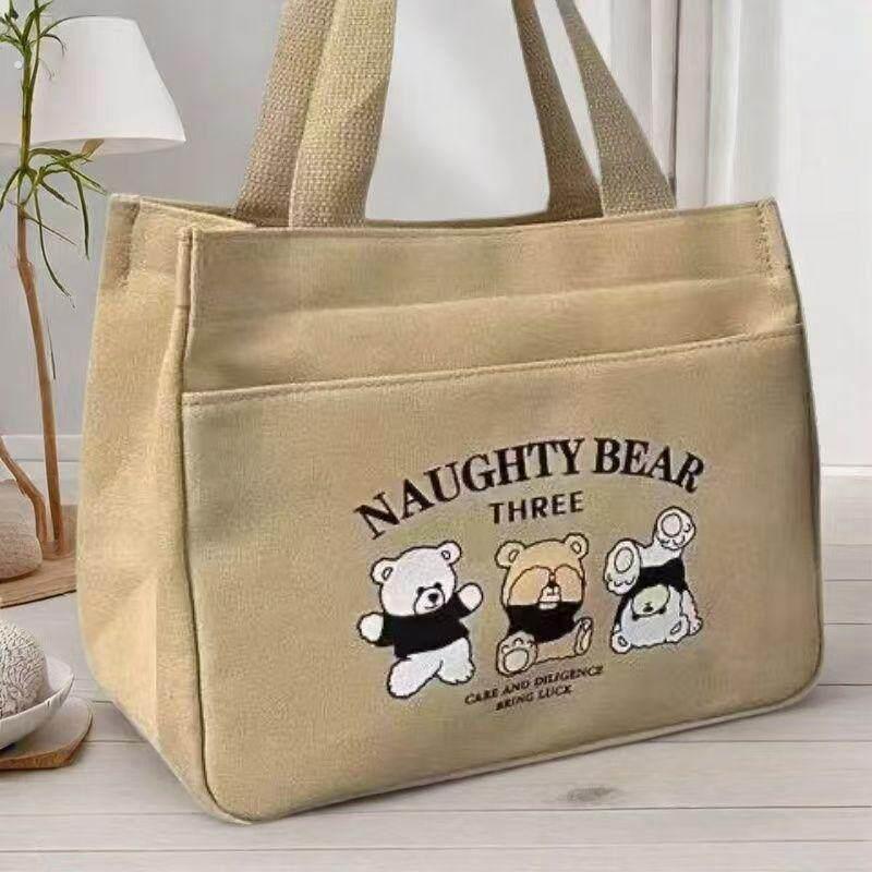 【新产品】高颜值帆布妈妈出门手提袋简约紧凑立体手提袋加厚适合