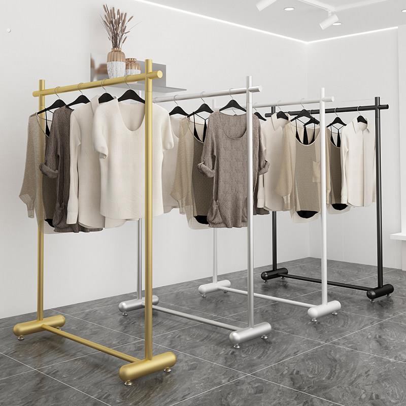 服装店展示架落地式女装货架直播挂衣架晾衣架多功能晾晒侧挂衣架
