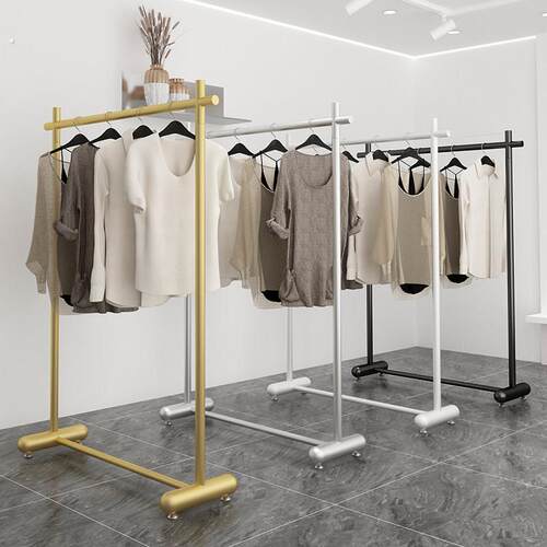 服装店展示架落地式女装货架直播挂衣架晾衣架多功能晾晒侧挂衣架