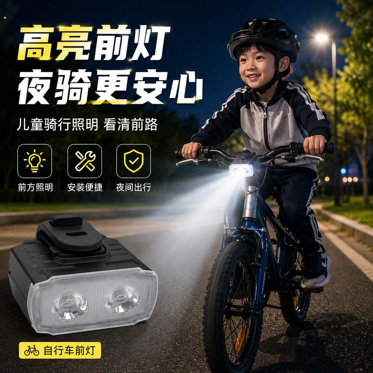 自行车车前灯前灯骑行强光夜骑警示山地单车公路尾灯装备充电配件