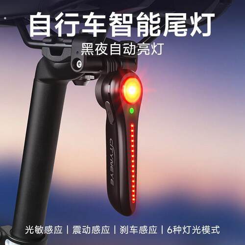 自行车尾灯智能感应煞车灯夜骑充电公路登山车防水骑行警示灯装备