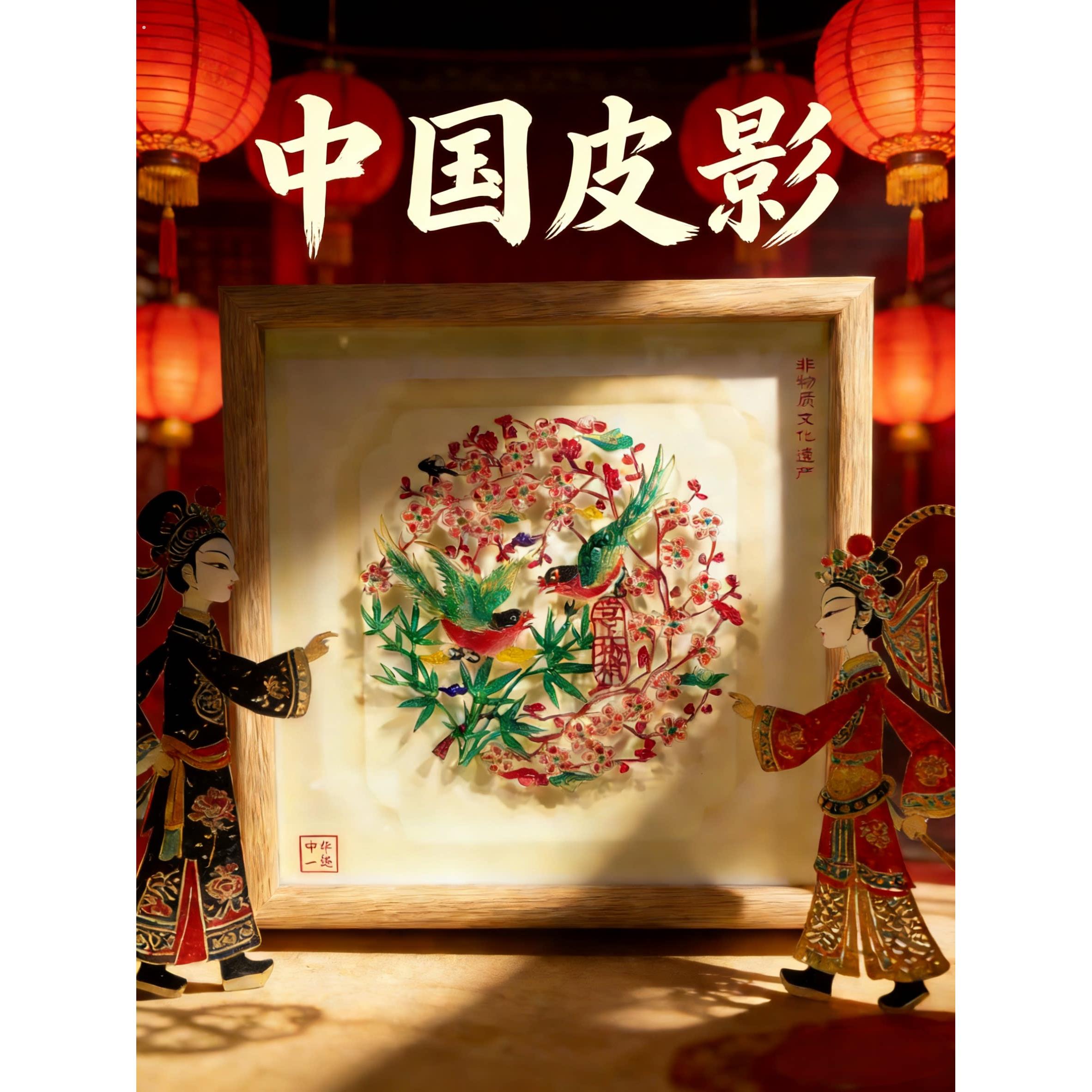 皮影摆件西安文创旅游纪念品陕西特色双层镜装饰画送老外特色礼物