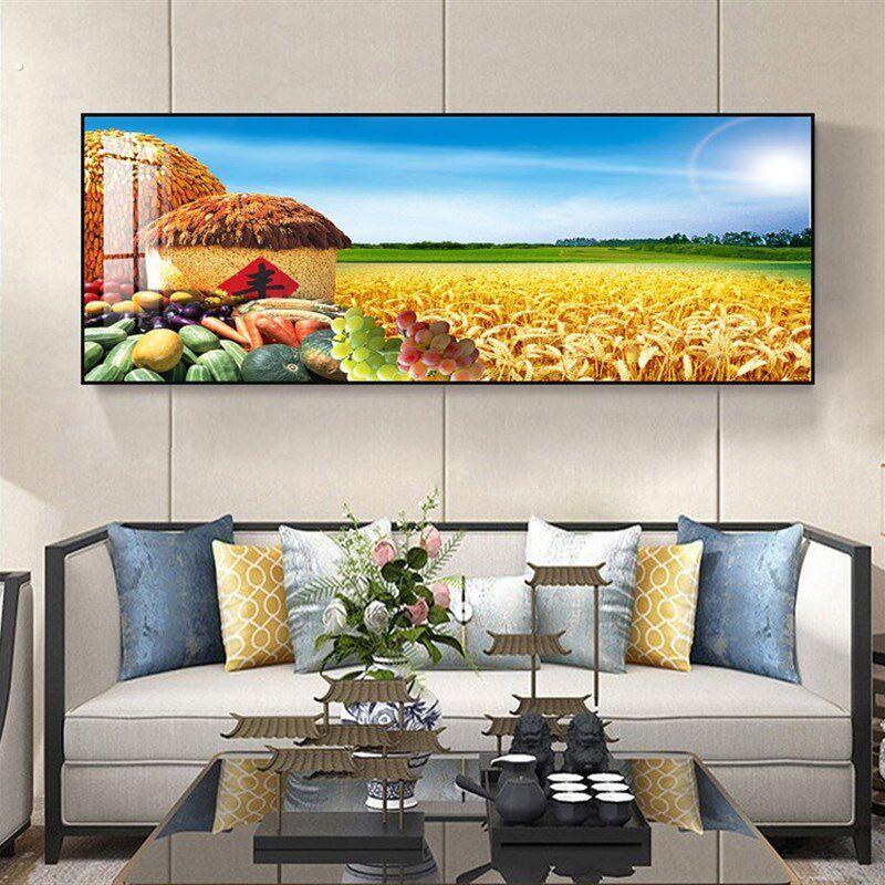 五谷丰登挂画背景墙装饰画餐厅高端挂画秋天画粮食画丰收风景画