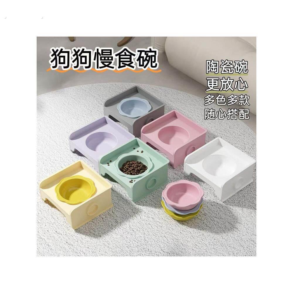 猫碗双碗陶瓷方块碗猫用饮水碗不易翻猫咪防漏食幼猫粮碗宠物食盆