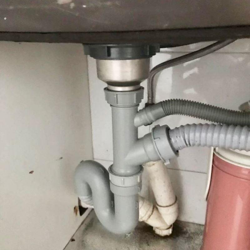 厨房洗菜盆配件双槽洗碗池器排水管不锈钢落水管道水槽管