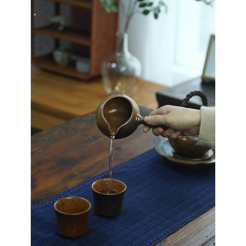 粗陶公道杯茶具茶道配件陶瓷还原烧公杯覆古茶海匀杯日式茶器家用