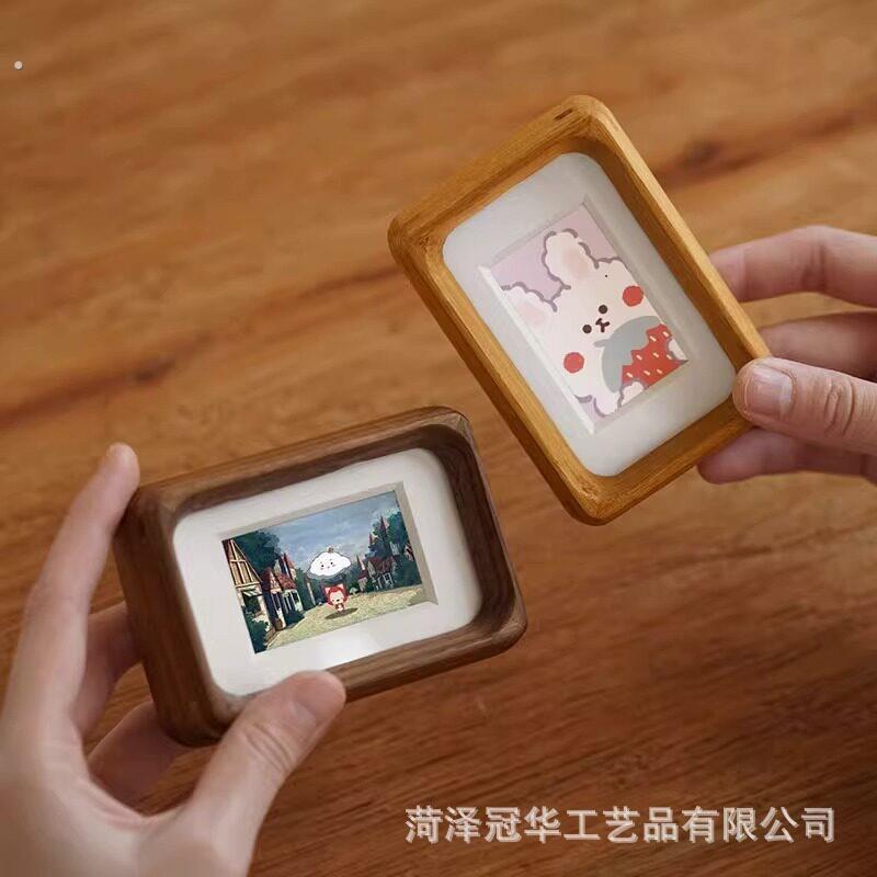 迷你3寸情侣实木圆角照片框正方形5寸结婚相片4寸桌面手心小摆台