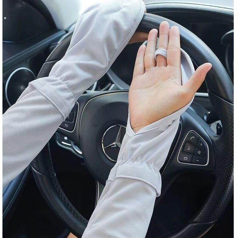 开车防晒手套冰丝袖套女户外骑行骑车冰袖护臂手袖手宽松夏季运动
