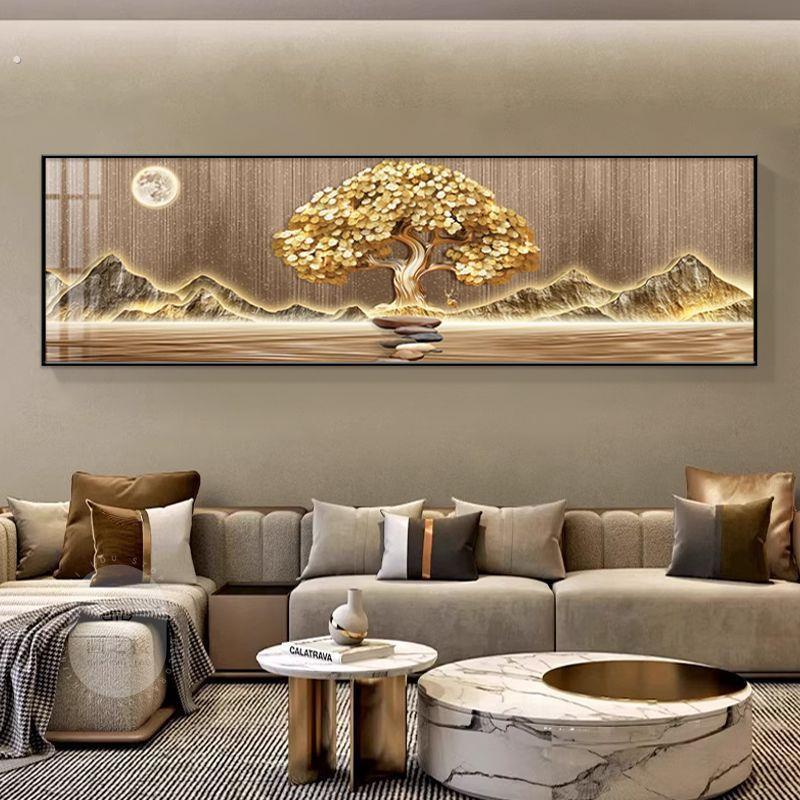 发财树装饰画客厅沙发背景墙卧室挂画轻奢高级感侘寂风高档晶瓷画