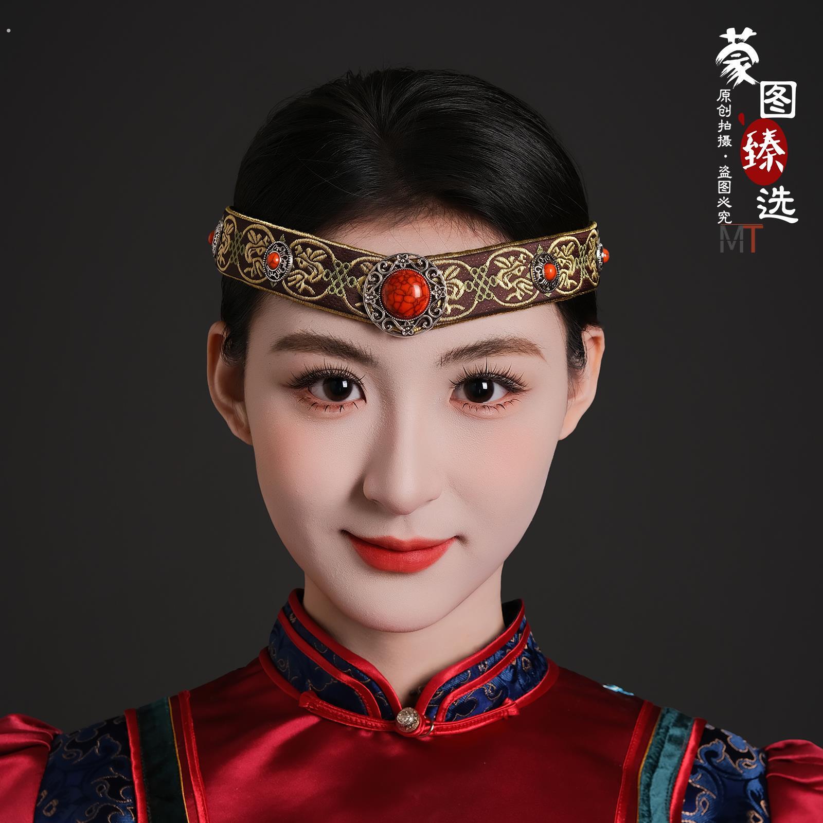 蒙古族舞蹈额饰可调节发带男女通用蒙古族头带发圈发饰民族风头饰