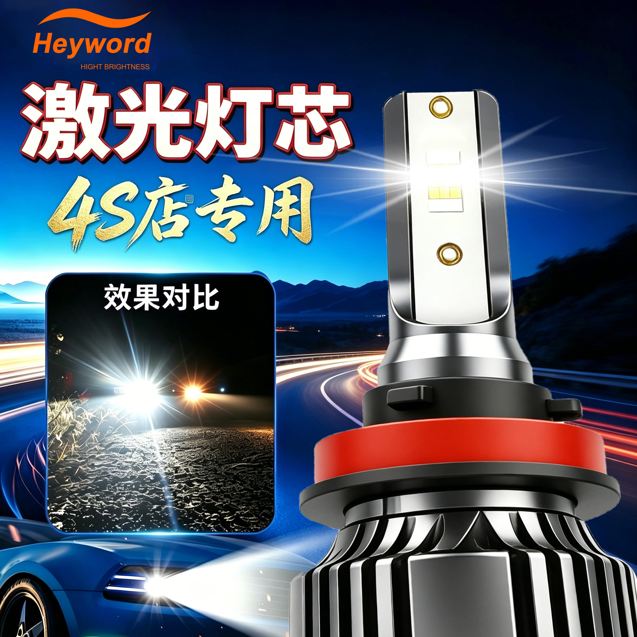 2026超亮H11汽车LED大灯H8雾灯灯泡H7改装远近强聚光射灯H4/9005
