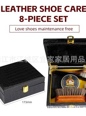 甄选工厂现货鞋油套装 擦鞋工具套装 鞋油包 马毛刷 黑色透明色皮