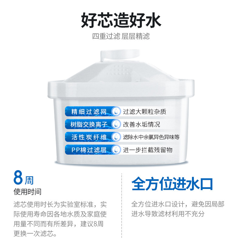 爱诗普霖净水壶厨房家用自来水过滤净水器+阻垢滤芯去水垢专家