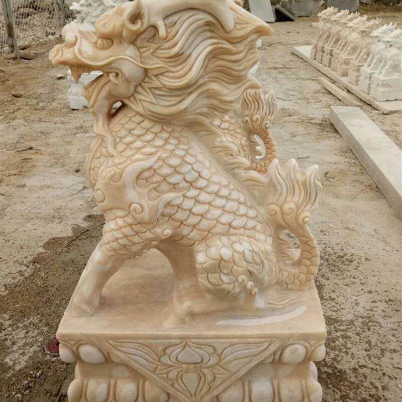 石雕麒麟一对汉白玉青石石头龙爪别墅庭院家用看门镇宅大门口摆件