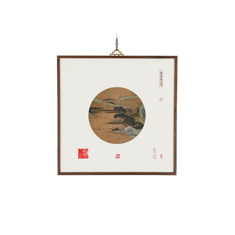 虫二书画新中式黑胡桃实木装裱茶室禅意留白日式挂画样板间装饰画