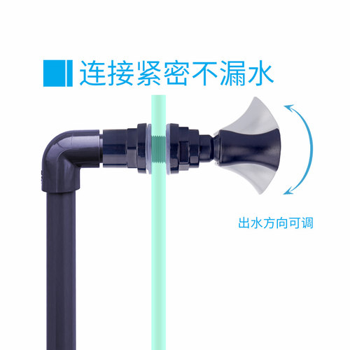 鱼缸出水接头造浪龙卷风造流头出水方向可调带密封胶垫底滤侧滤用