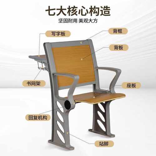 排椅学校阶梯教室报告厅课桌椅连排椅折叠椅会议室椅子