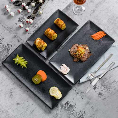 Black rectangular plate ceramic frosted plate dessert plate
