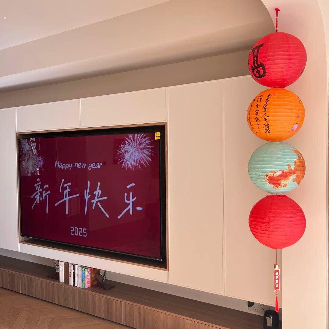 过年喜庆纸灯笼挂饰2026马年元旦新年幼儿园商场店铺客厅装饰布置