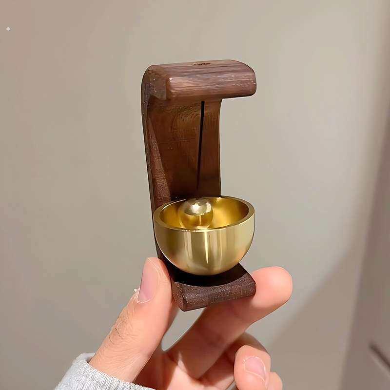 黑胡桃木风铃磁吸式木质门铃入户提醒铃铛装饰挂件吸门式黄铜乔迁