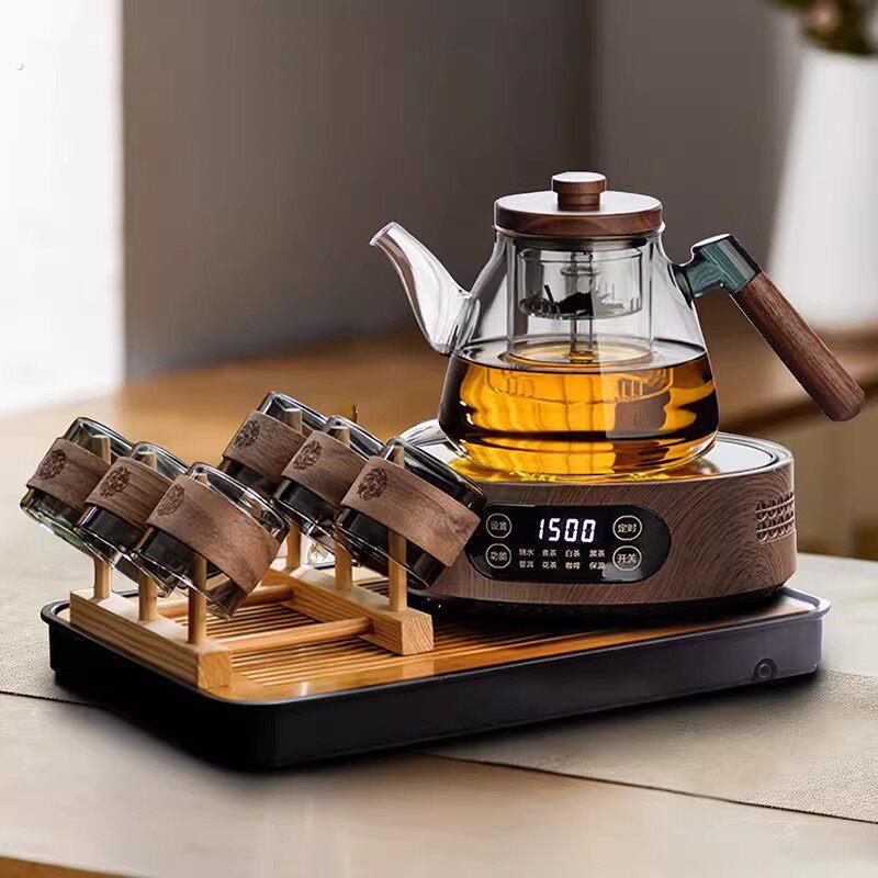 德国2026新款煮茶炉茶具套组耐高温玻璃泡茶壶家用小型黑晶炉茶盘