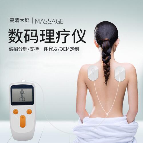 甄选厂家直销多功能家用数码按摩仪跨境双输出脉冲电疗仪经络理疗