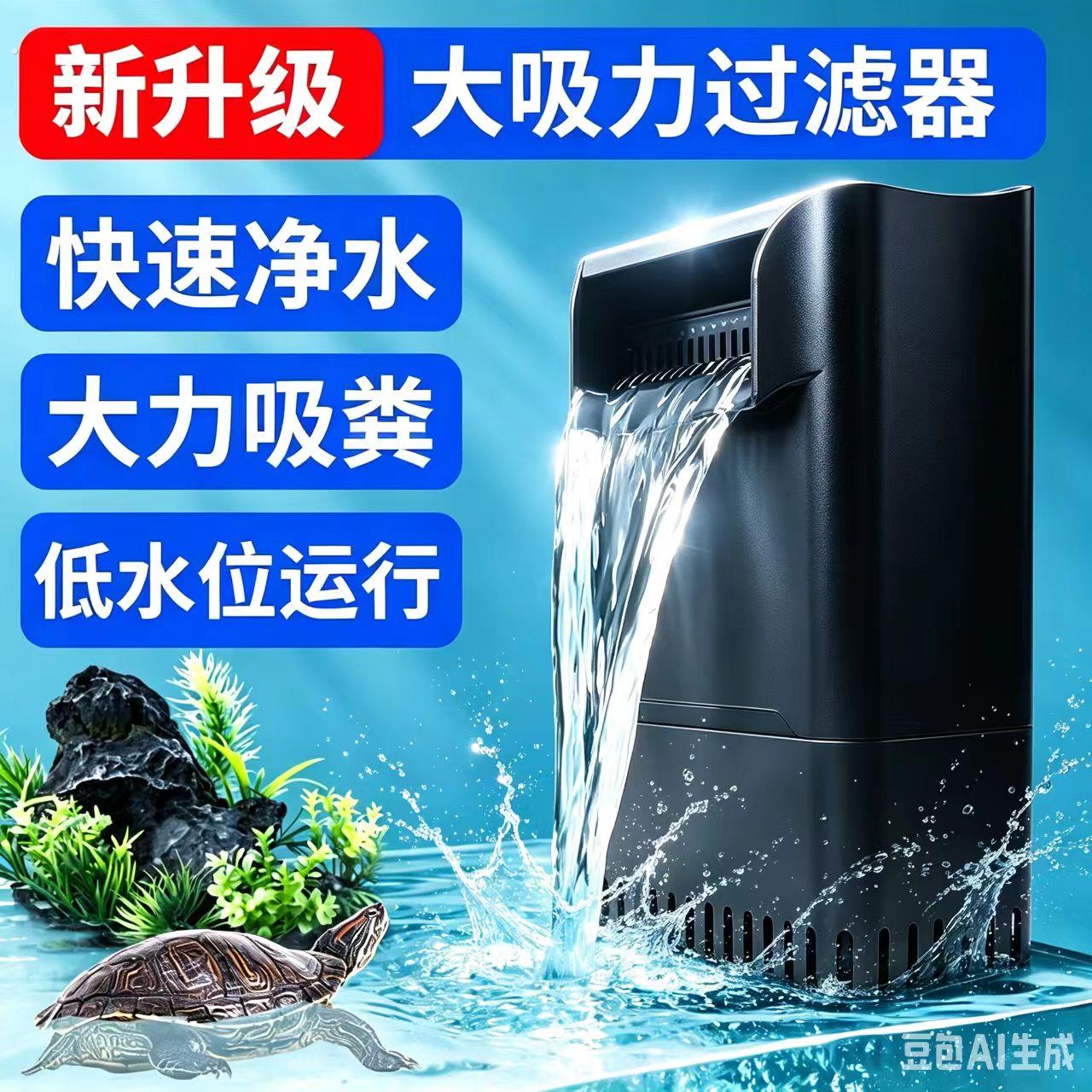 龟缸低水位过滤器乌龟缸过滤循环系统吸粪免换水养龟专用大型静音
