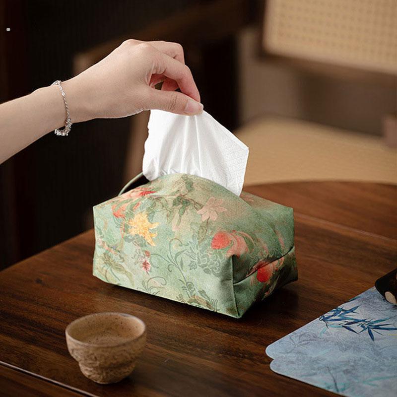 云窝中式布艺纸巾盒茶空间抽纸盒纸巾套手工国风收纳袋创意抽纸盒