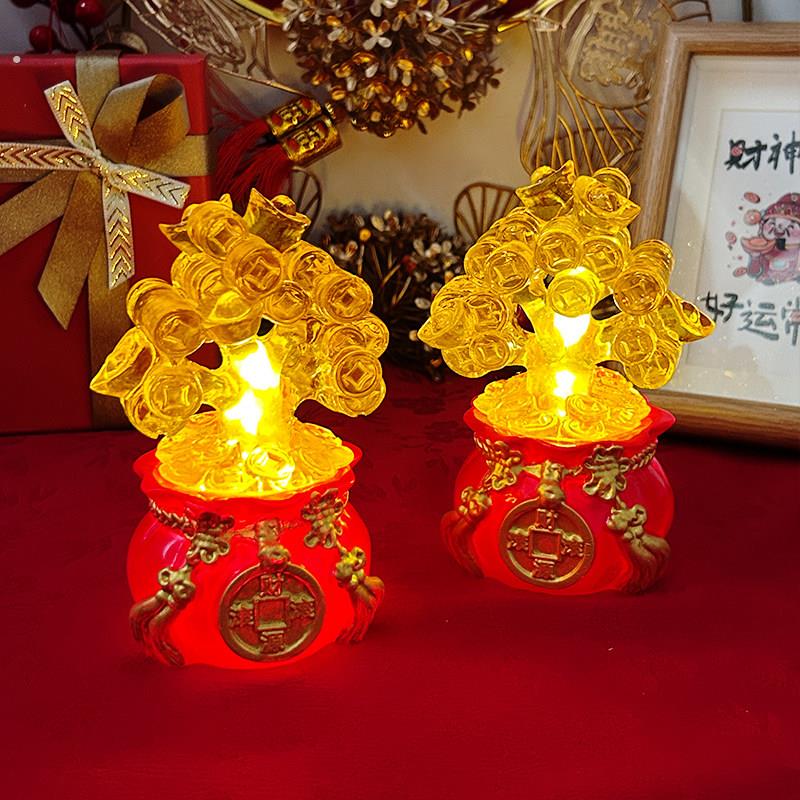 发财树工艺品摇钱树小夜灯创意摆件家居客厅玄关酒柜开业装饰礼品