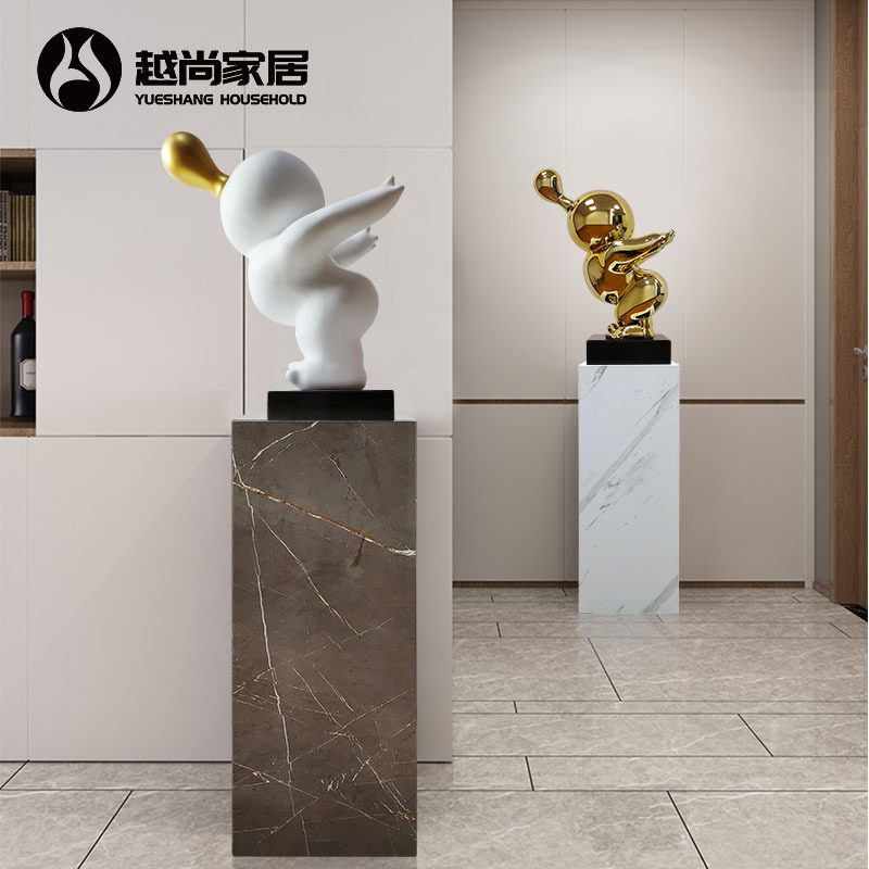 人造水墨纹大理石雕塑摆件底座展台售楼处酒店艺术品装饰台基座