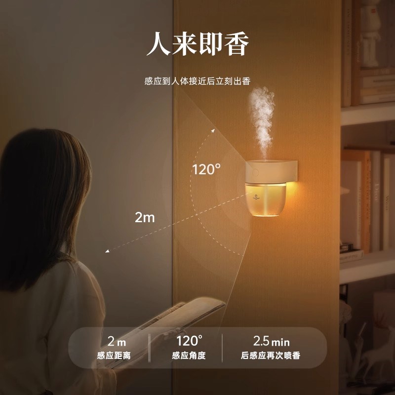 小卫壁挂式智能定时小夜灯香氛机香薰机空气持久清新卧室厕所除臭