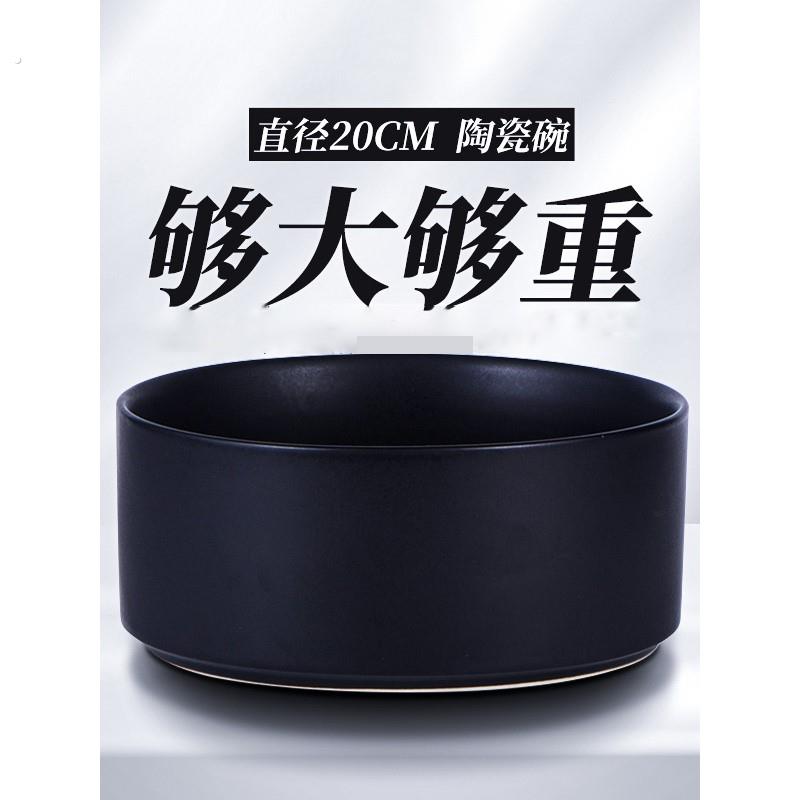 猫碗陶瓷狗碗黑色水碗黑碗猫咪狗盆狗狗碗食盆宠物喝水猫盆防打翻
