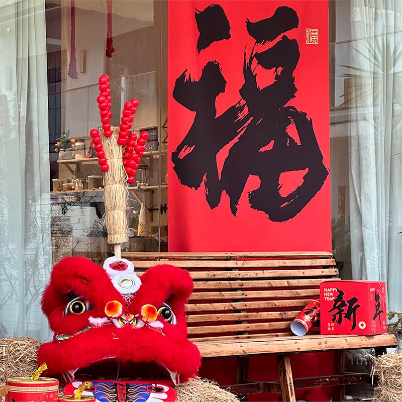 咖啡店室外氛围装饰彷真冰糖葫芦模型醒狮舞狮头网红打卡摄影道具