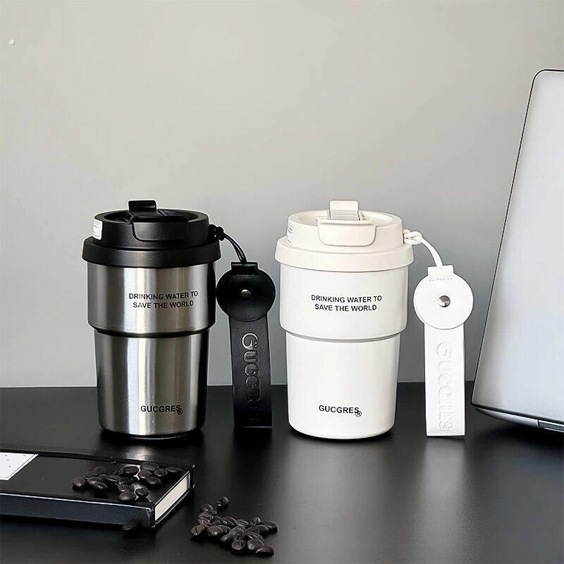 新款杯子可携式不锈钢车载水杯男生外带咖啡杯吸管杯高颜值保温杯图片