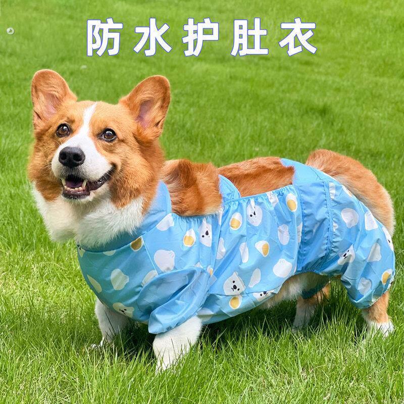 柯基狗狗专用护肚四脚衣雨天防脏防水神器腿套宠物衣服夏季雨衣
