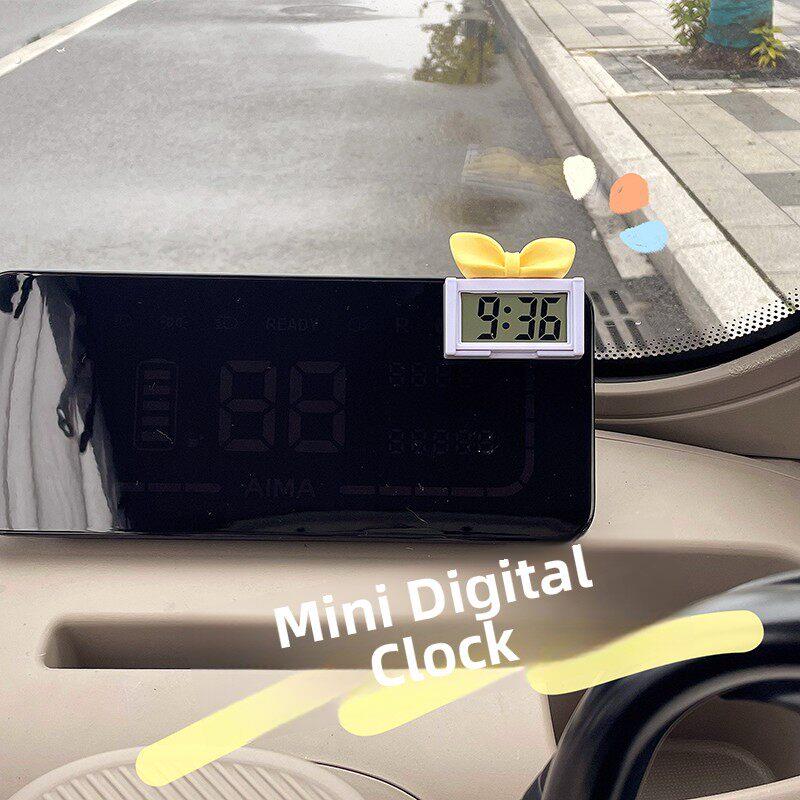 少女心车载迷你电子表粘贴车载时钟三轮车电子表简约大数字车表