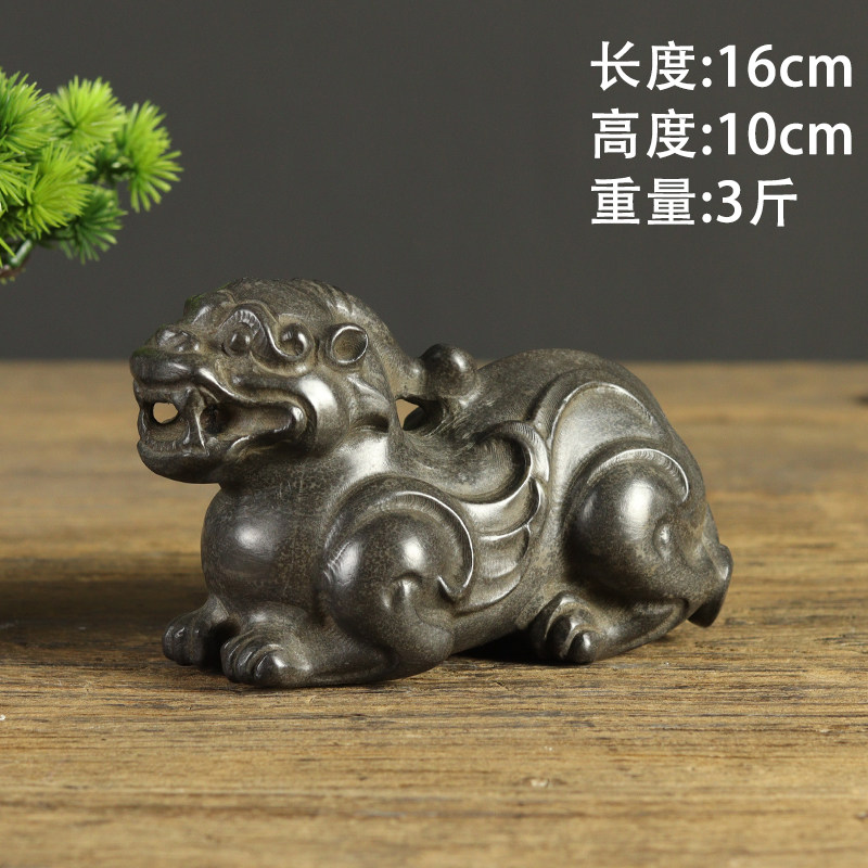 山西古建筑青石雕刻摆件小号吸金兽手把件茶宠镇纸石狮子貔貅神兽