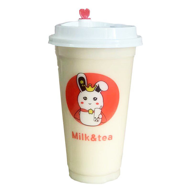90口径一次性奶茶杯子果汁饮料透明塑料杯外带杯带盖商用定制logo