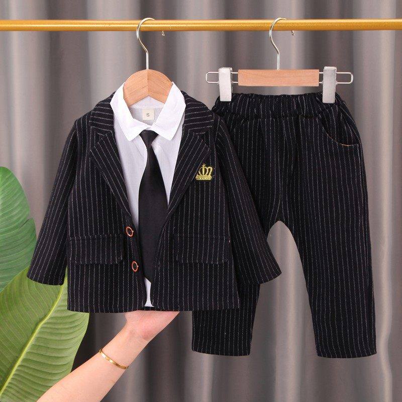 帅男童西装套装儿童秋装洋气休闲西服宝宝洋气三件套小童英伦礼服