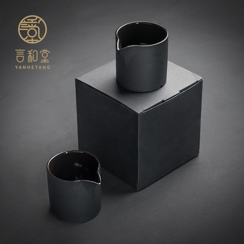 黑陶单个公道杯公杯茶漏套装简约陶瓷大号茶海分茶器功夫茶具配件