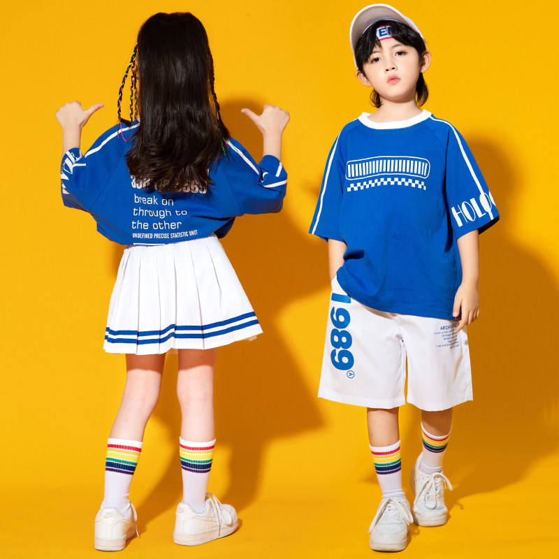 六一儿童啦啦队表演服夏季男童嘻哈套装幼儿园学生啦啦操演出班服