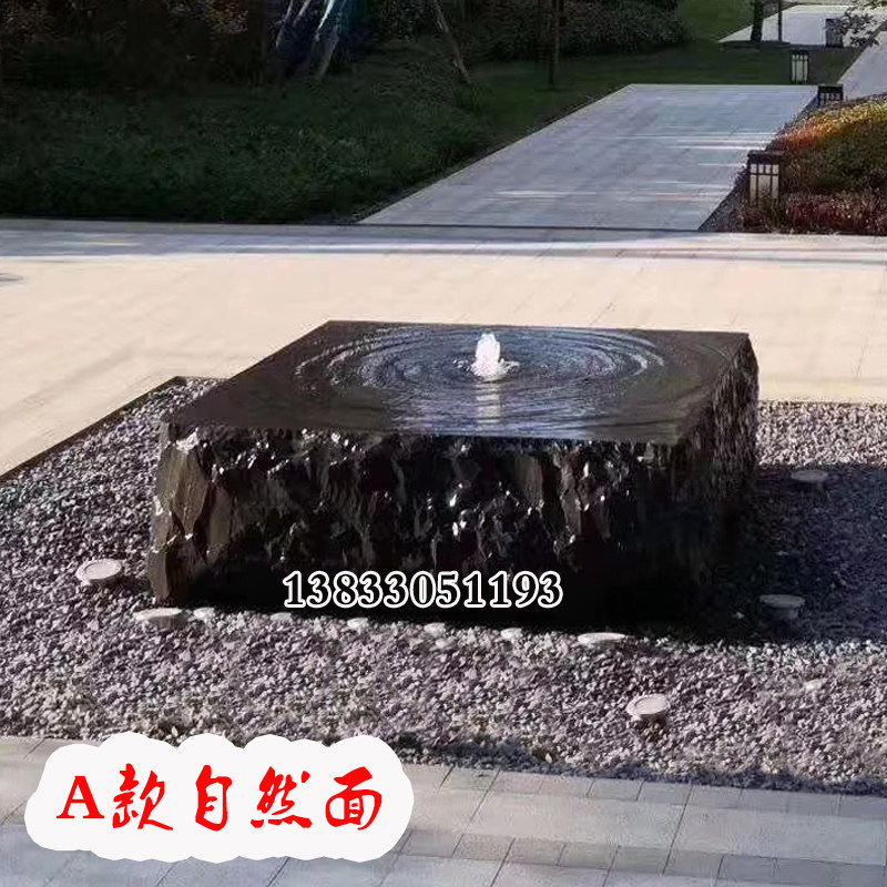 日式流水石钵枯山水造景石雕喷泉庭院户外景观禅意喷水石头涌泉盆